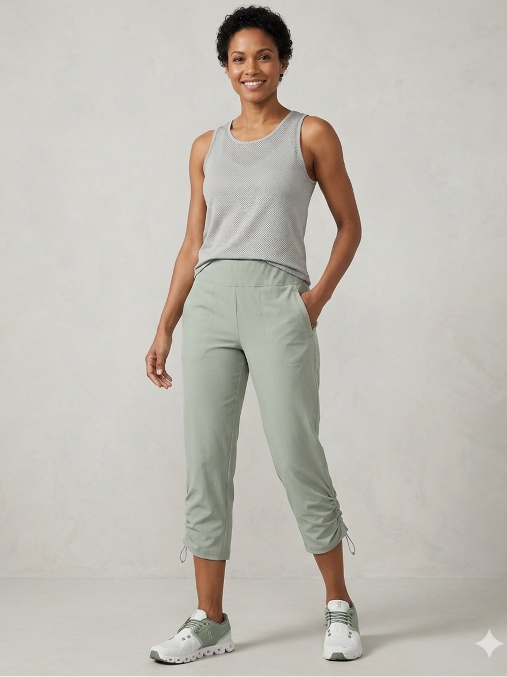 Women’s Sage Green Pull-On capri Pants